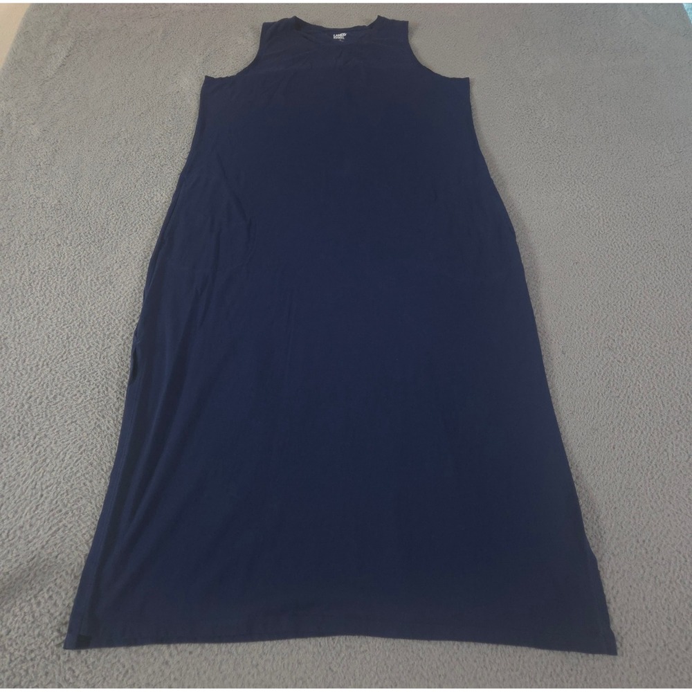 Lands' End Dress Womens XL Cotton Jersey Sleeveless Swim Cover-up Maxi Pockets